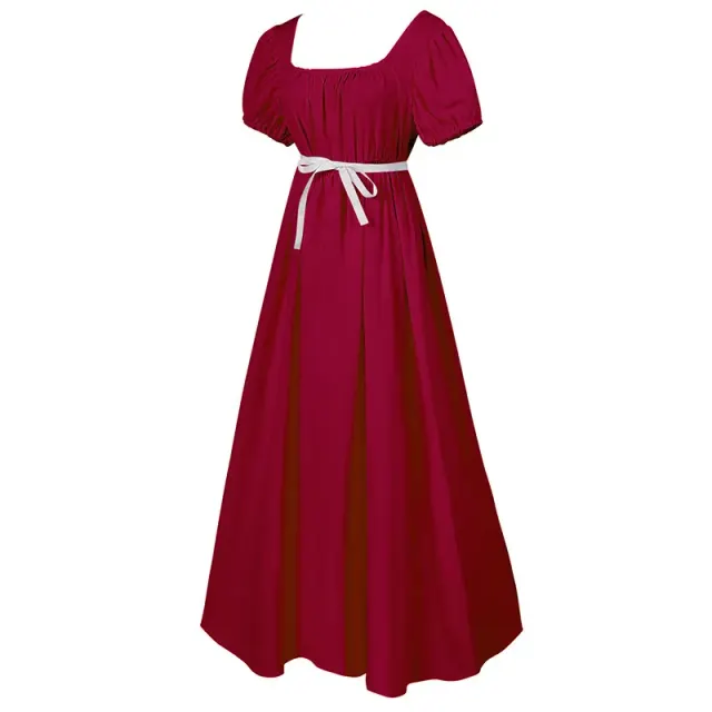 Women's Medieval Bridgerton High-Waist Short-Sleeve Cosplay Dress detail 11