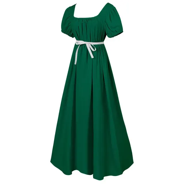 Women's Medieval Bridgerton High-Waist Short-Sleeve Cosplay Dress detail 21