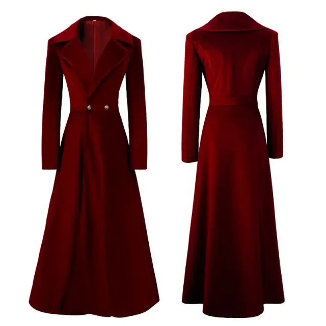 Women's Medieval Velvet Long Coat for Christmas Cosplay detail 3