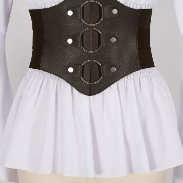 Women's Renaissance Victorian Ruffled Pirate Shirt with Belt detail 3