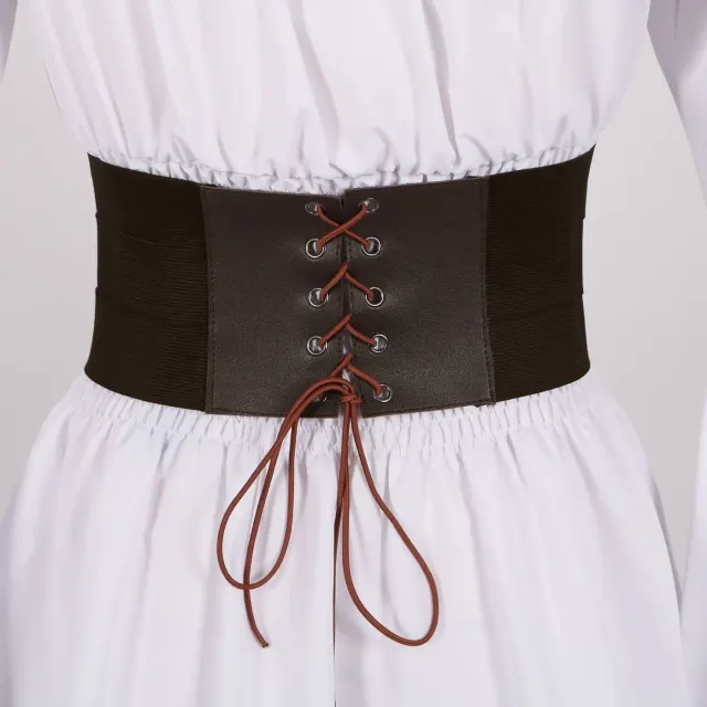 Women's Renaissance Victorian Ruffled Pirate Shirt with Belt detail 6