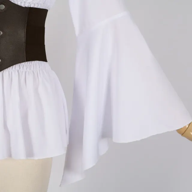 Women's Renaissance Victorian Ruffled Pirate Shirt with Belt detail 7