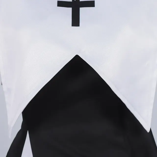 Women's Black & White Nun Costume Dress for Halloween Cosplay detail 6