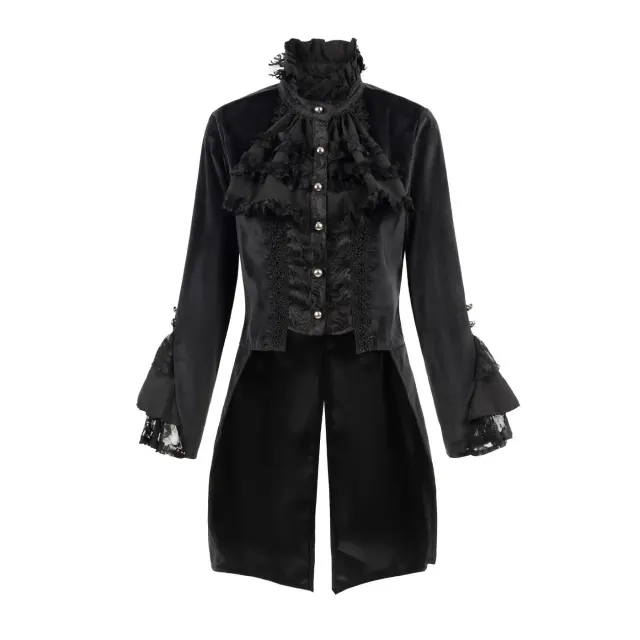 Women's Gothic Plus-Size Stand-Collar Tailcoat Jacket detail 1