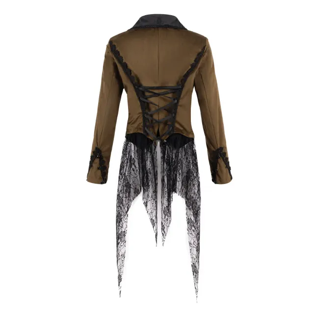 Women's Gothic Plus-Size Stand-Collar Tailcoat Jacket detail 10
