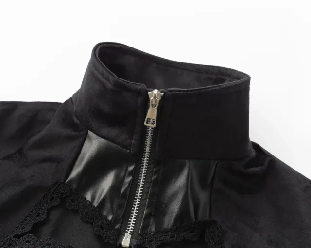 Women's Gothic Plus-Size Stand-Collar Tailcoat Jacket detail 23
