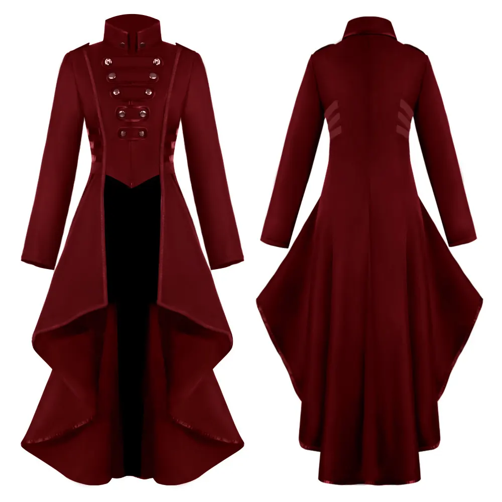 Women's Gothic Tailcoat Dress Medieval Halloween Stage Costume detail 10