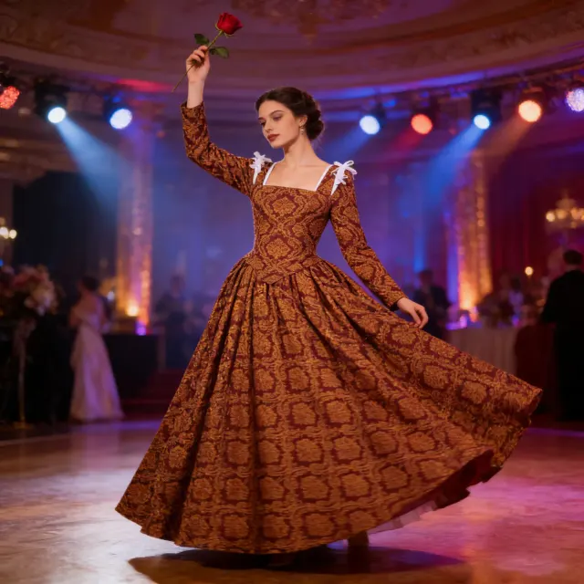 A women's Italian Renaissance Borgia queen ball gown in the available ball gown style.