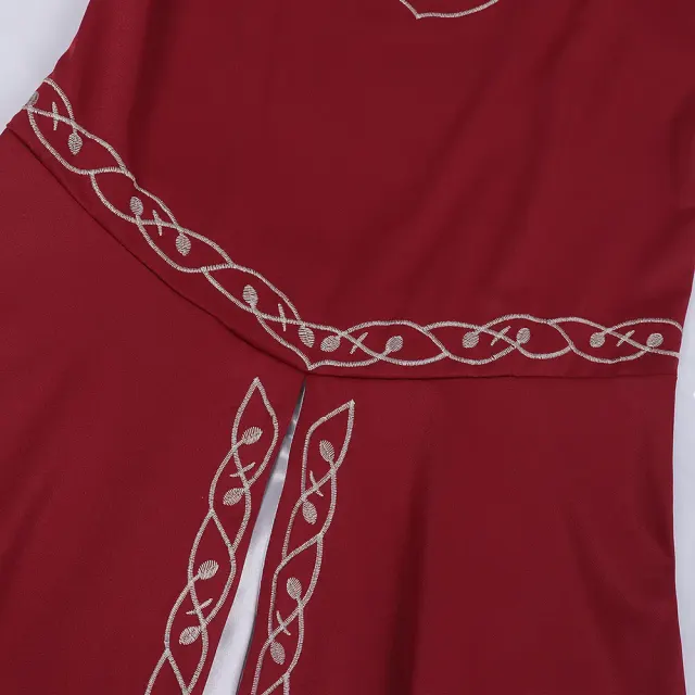 Women's Medieval Color-Block Court Dress with Flared Sleeves detail 4