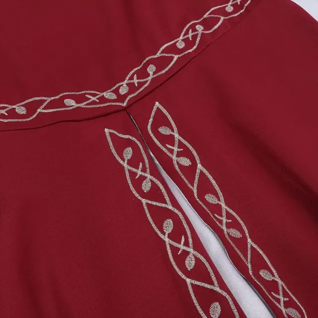 Women's Medieval Color-Block Court Dress with Flared Sleeves detail 6