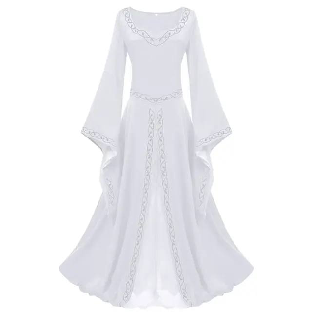 Women's Medieval Color-Block Court Dress with Flared Sleeves detail 10