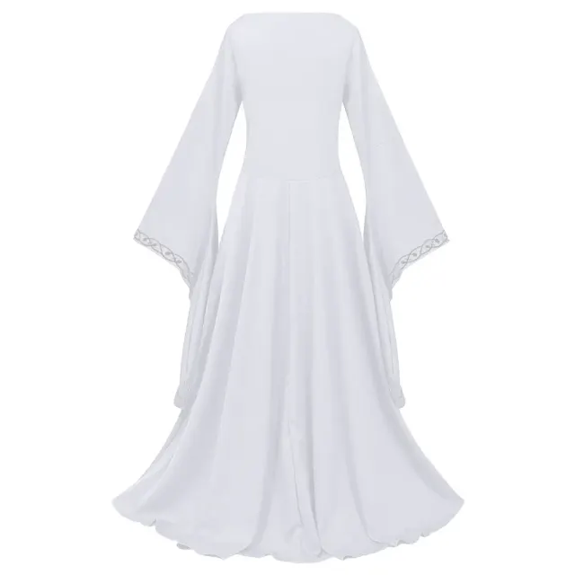 Women's Medieval Color-Block Court Dress with Flared Sleeves detail 11
