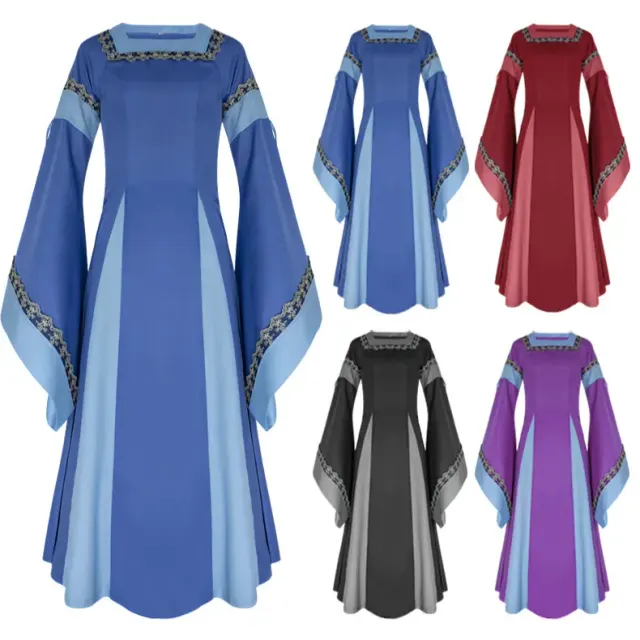 Women's Medieval Renaissance Irish Long Dress for Theater Cosplay detail 2