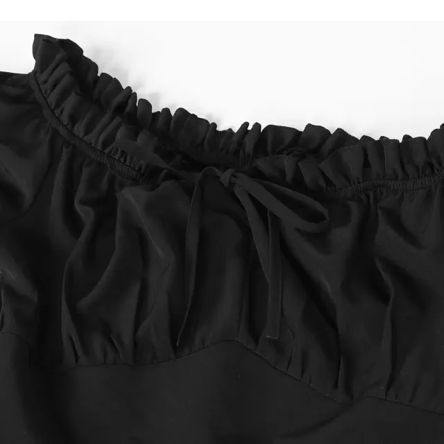 Women's Medieval Renaissance Irregular Hem Short-Sleeve Dress detail 15