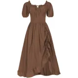Court Short-Sleeve Dress - Brown
