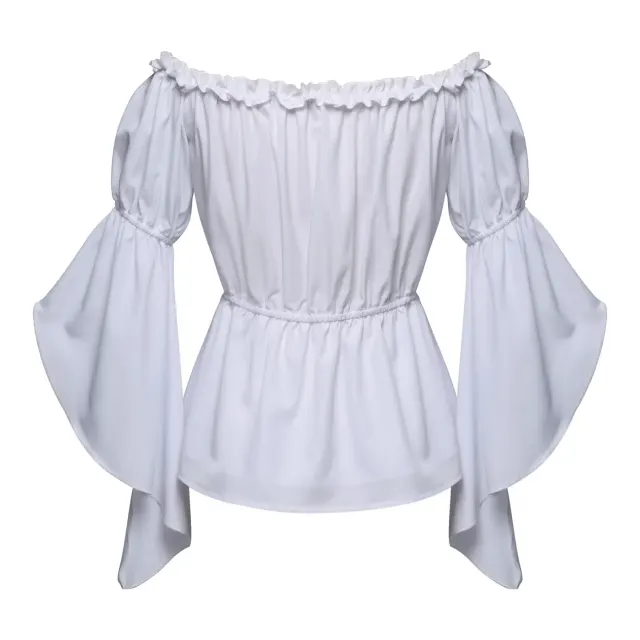 Women's Off-Shoulder Ruffle Short Sleeve Solid Blouse detail 3