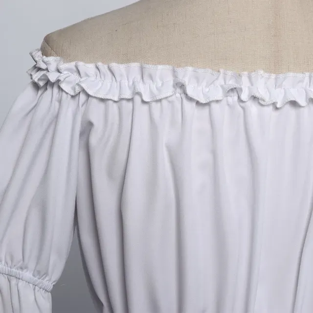 Women's Off-Shoulder Ruffle Short Sleeve Solid Blouse detail 4