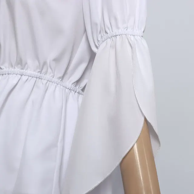 Women's Off-Shoulder Ruffle Short Sleeve Solid Blouse detail 7
