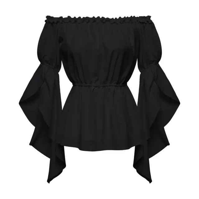 Women's Off-Shoulder Ruffle Short Sleeve Solid Blouse detail 8