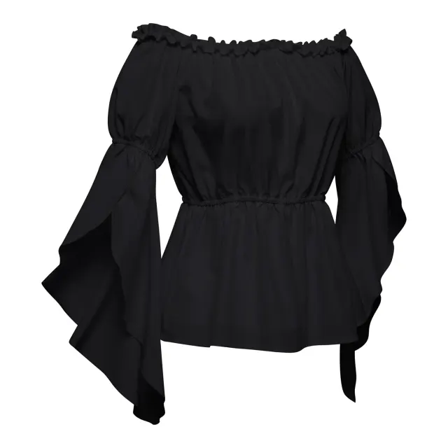 Women's Off-Shoulder Ruffle Short Sleeve Solid Blouse detail 9