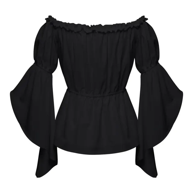 Women's Off-Shoulder Ruffle Short Sleeve Solid Blouse detail 10