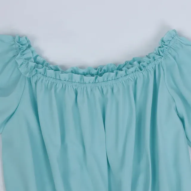 Women's Off-Shoulder Ruffle Short Sleeve Solid Blouse detail 19