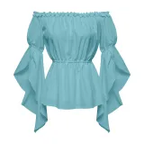 Off-Shoulder Shirt - Blue