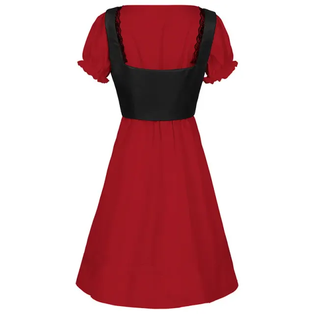 Women's Plus Size Steampunk Gothic Victorian Ruffled Dress detail 12