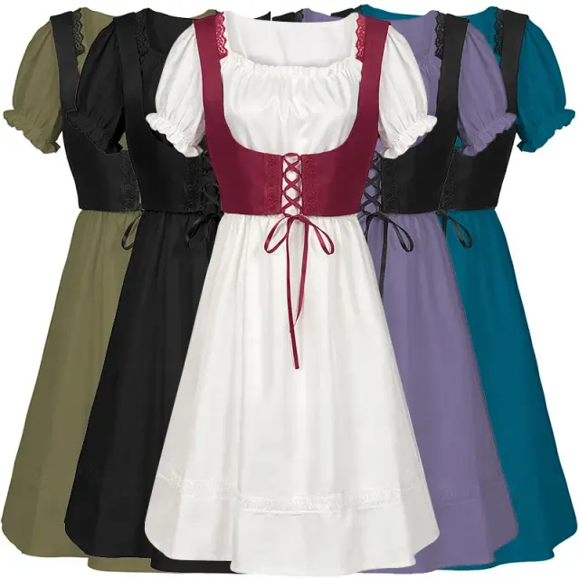Women's sleeveless ruffled steampunk Victorian dress in jacquard fabric, shown in the selected color.