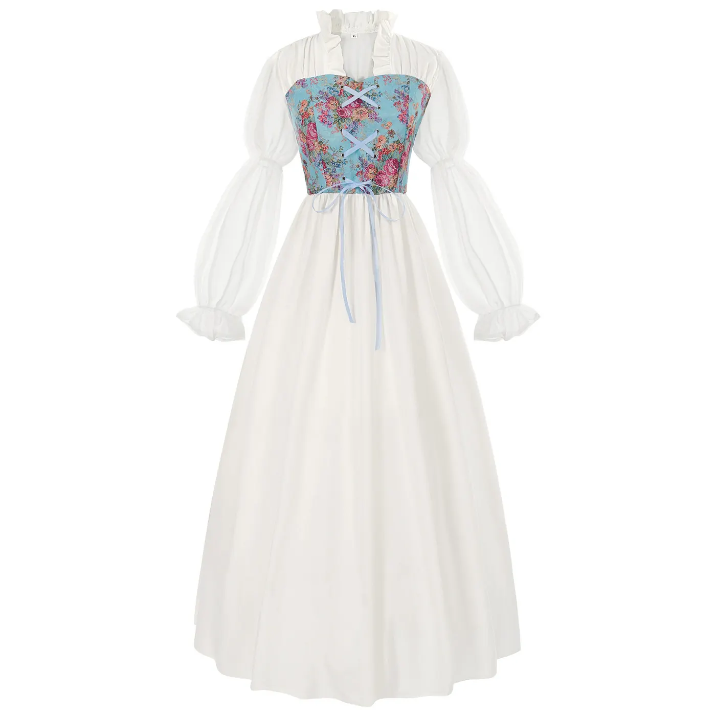 Women's Renaissance Court Corset Dress for Stage Cosplay detail 1