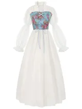 Hofkleid mit Korsett - Weiß