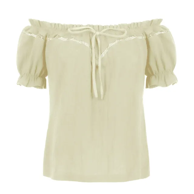 Women's Renaissance Off-Shoulder Puff Sleeve Loose Summer Blouse detail 1
