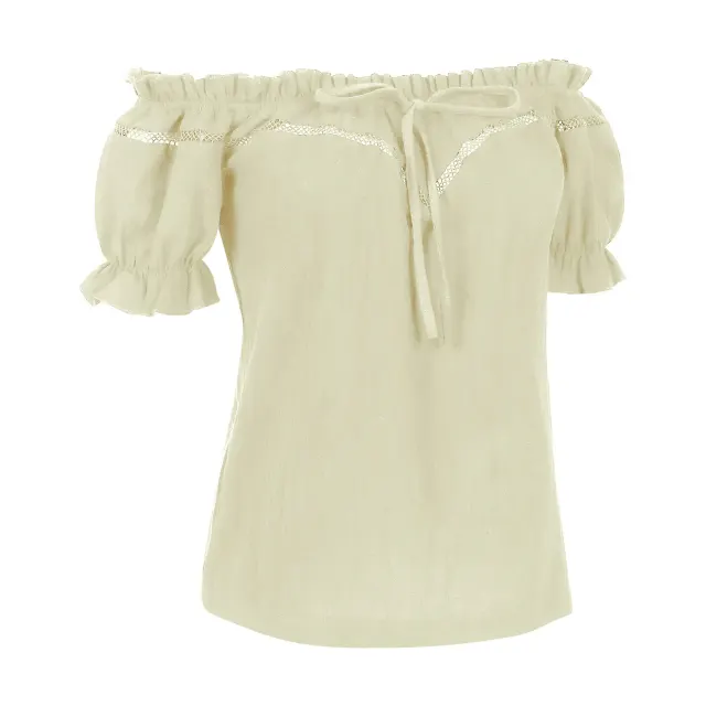 Women's Renaissance Off-Shoulder Puff Sleeve Loose Summer Blouse detail 2