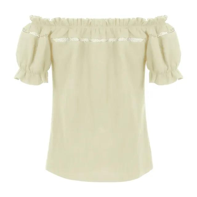 Women's Renaissance Off-Shoulder Puff Sleeve Loose Summer Blouse detail 3
