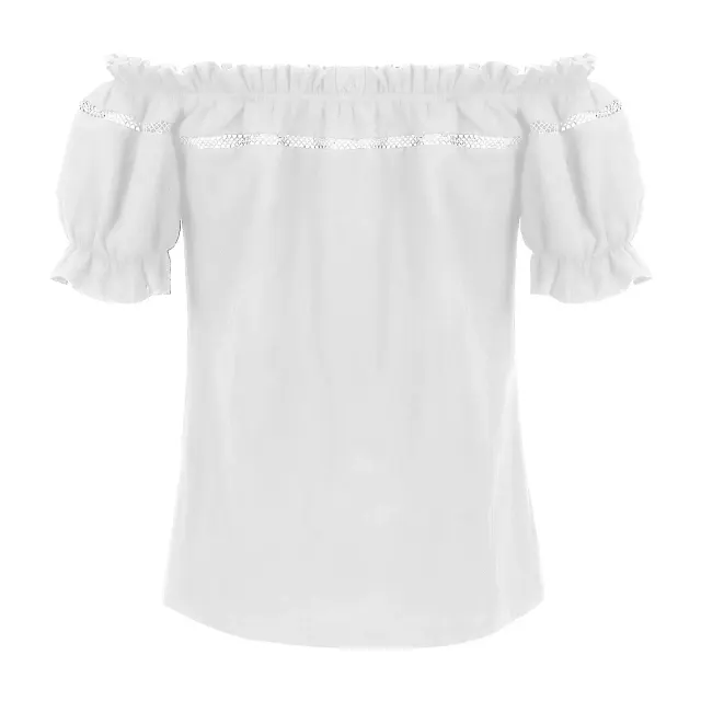 Women's Renaissance Off-Shoulder Puff Sleeve Loose Summer Blouse detail 9
