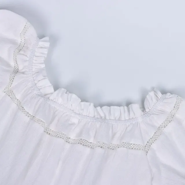 Women's Renaissance Off-Shoulder Puff Sleeve Loose Summer Blouse detail 10