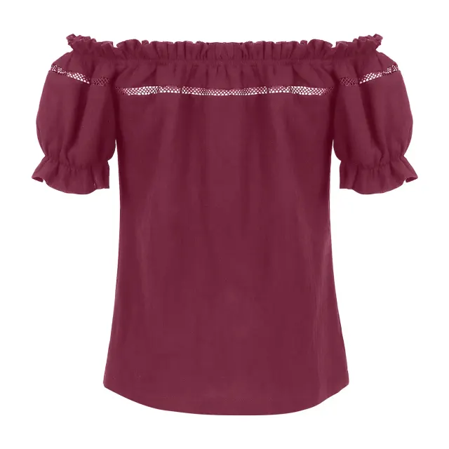 Women's Renaissance Off-Shoulder Puff Sleeve Loose Summer Blouse detail 15
