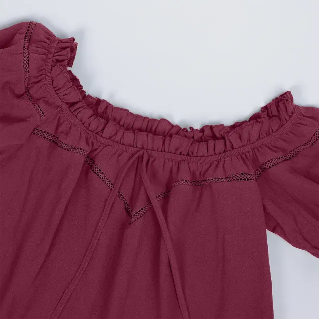 Women's Renaissance Off-Shoulder Puff Sleeve Loose Summer Blouse detail 16