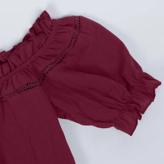 Women's Renaissance Off-Shoulder Puff Sleeve Loose Summer Blouse detail 17