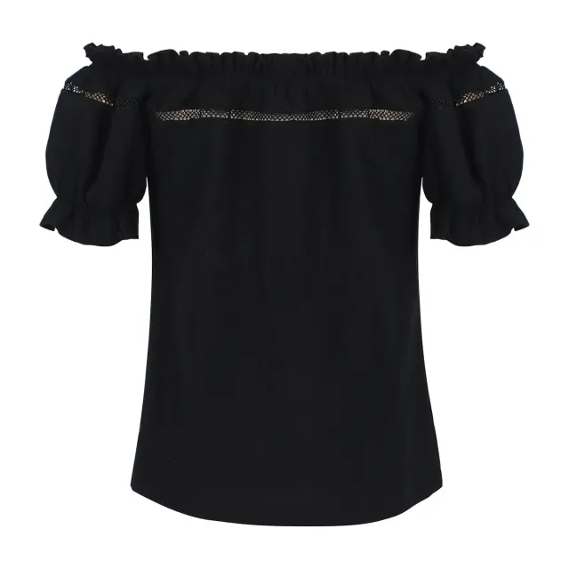 Women's Renaissance Off-Shoulder Puff Sleeve Loose Summer Blouse detail 20