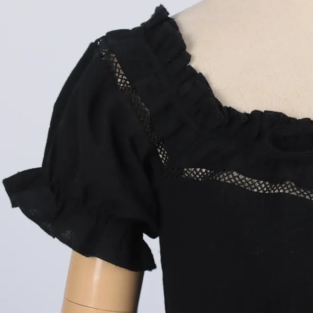 Women's Renaissance Off-Shoulder Puff Sleeve Loose Summer Blouse detail 21