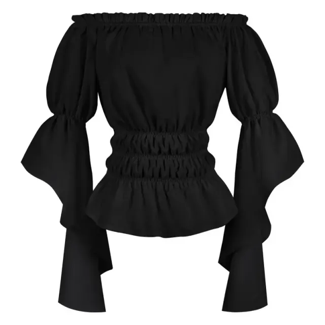 Women's Renaissance Off-Shoulder Ruffled Blouse in White detail 3