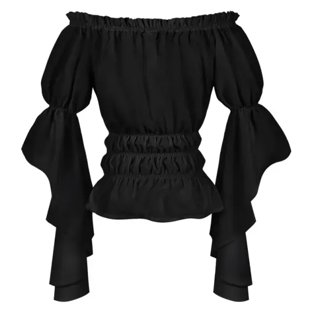 Women's Renaissance Off-Shoulder Ruffled Blouse in White detail 4