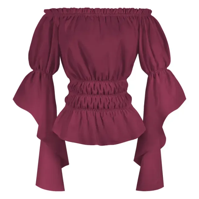 Women's Renaissance Off-Shoulder Ruffled Blouse in White detail 7