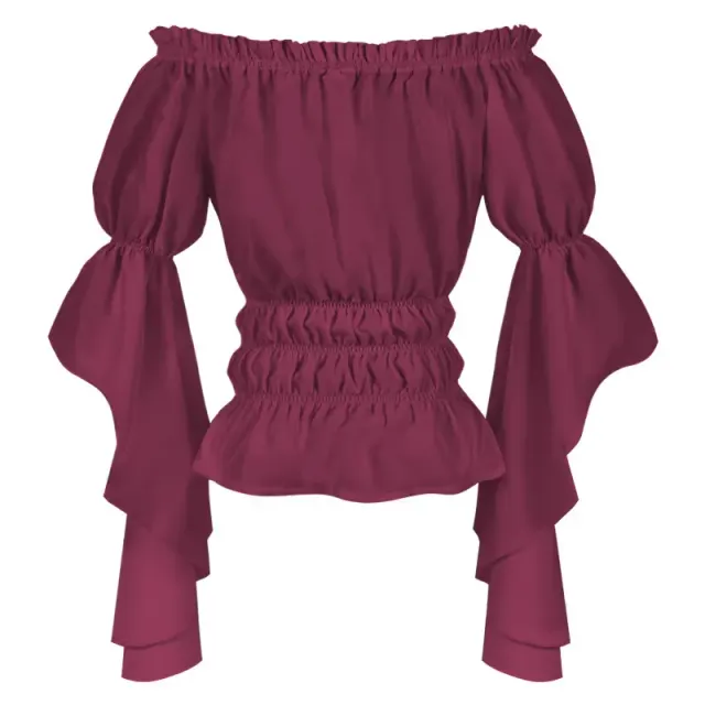 Women's Renaissance Off-Shoulder Ruffled Blouse in White detail 8