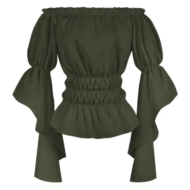Women's Renaissance Off-Shoulder Ruffled Blouse in White detail 9