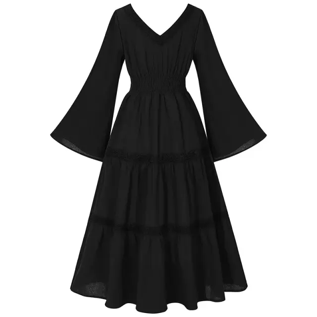 Women's Renaissance Square Neck Flared Sleeve Costume Dress detail 2