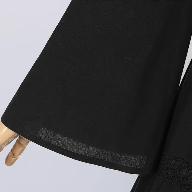 Women's Renaissance Square Neck Flared Sleeve Costume Dress detail 4
