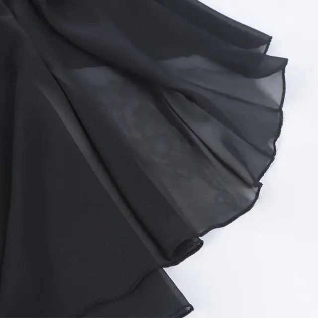 Women's Sheer Black Hooded Cape with Tie Closure detail 3