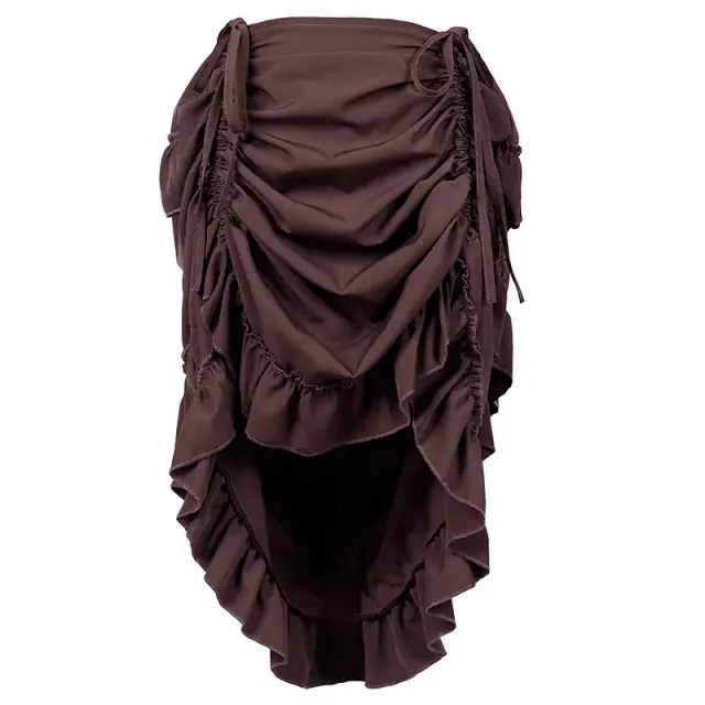Women's Steampunk Gothic High-Low Drawstring Punk Skirt detail 1